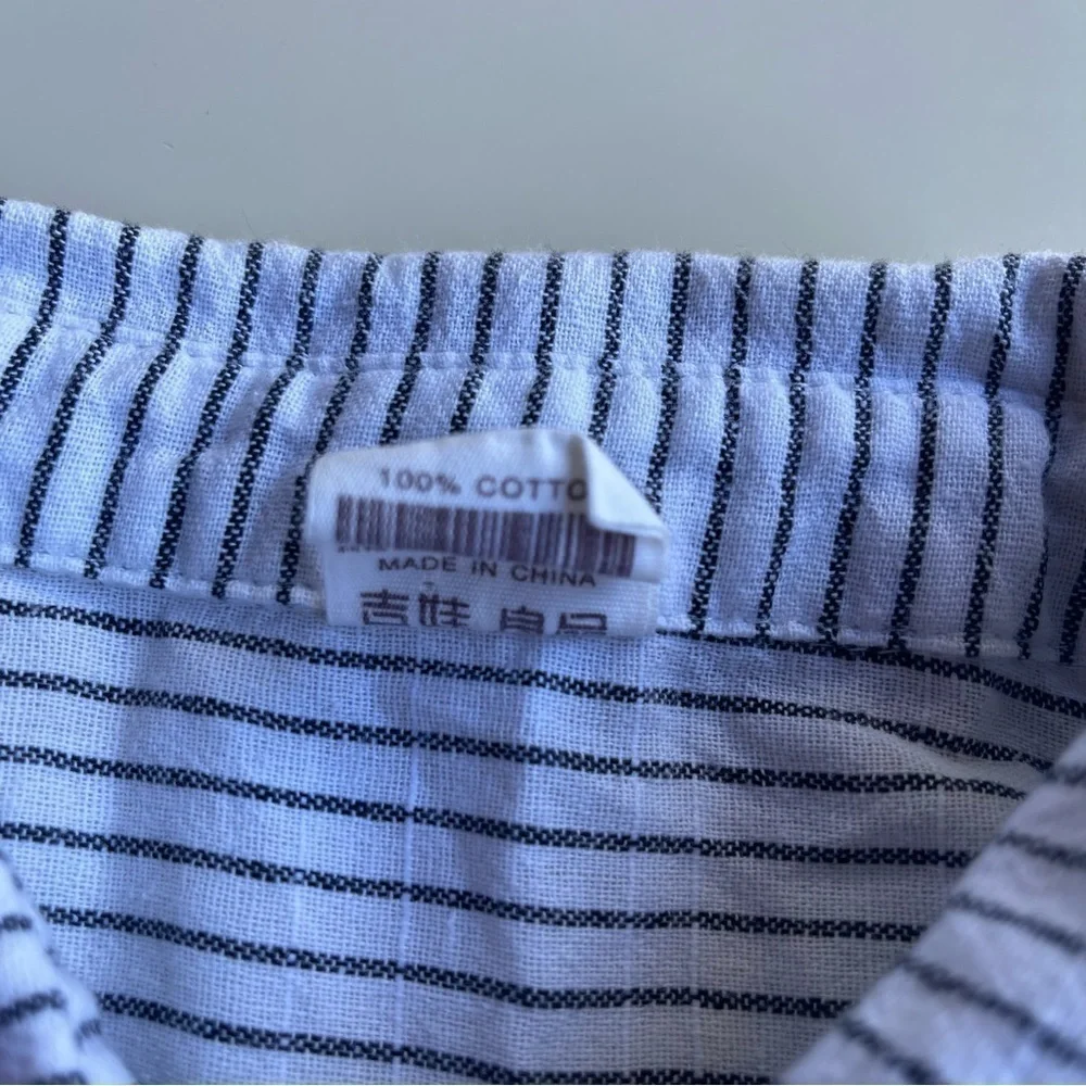 Jiwa White and Black Stripes with Mickey Mouse & Pluto Button Up Shirt US S - Picture 7 of 7